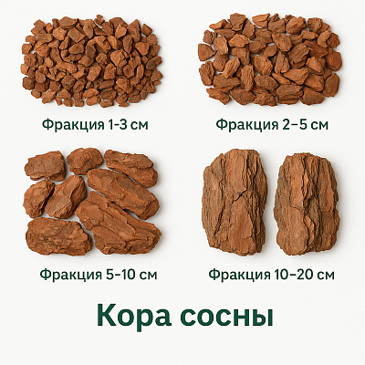 разные фракции сосновой коры